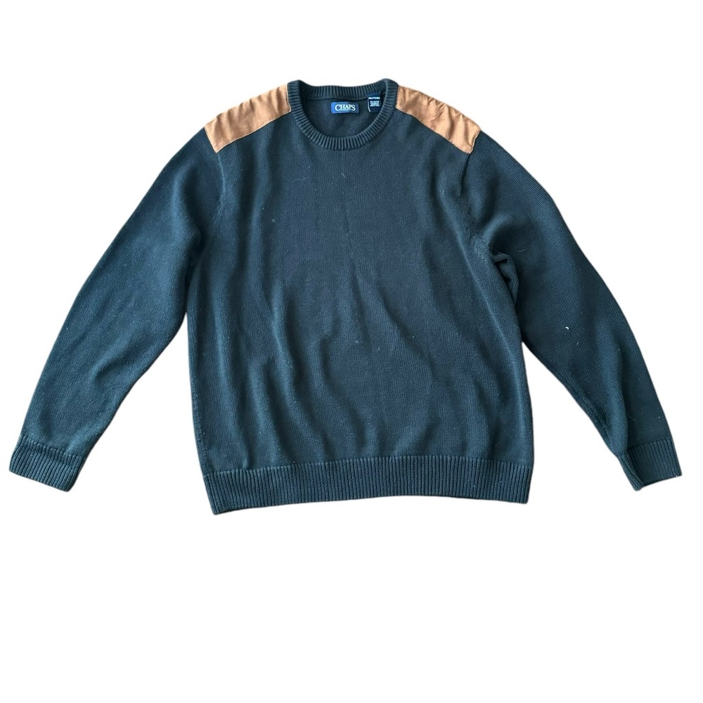 Chaps Sweater Black With Brown Accents Knit Casual Pullover Mens Size XXL
